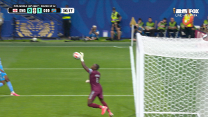 DR Congo goalkeeper Mpasi denies England's Bellingham with notable save at 2026 FIFA World Cup (Photo by: foxsports.com)