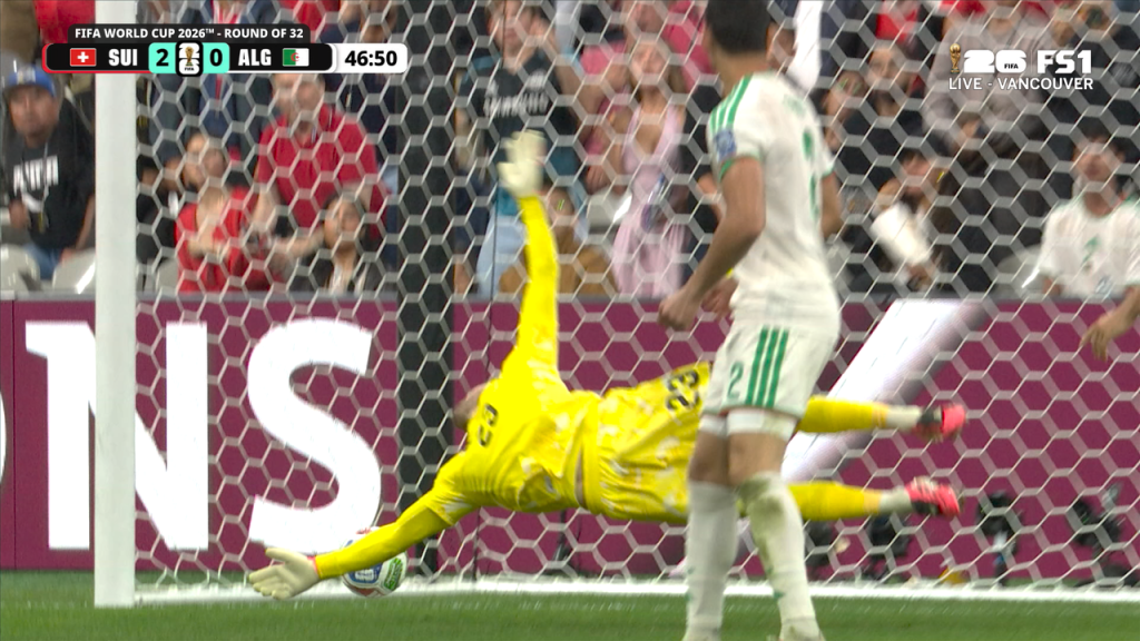 Dan Ndoye scores to extend Switzerland's advantage over Algeria in 2026 FIFA World Cup (Photo by: foxsports.com)