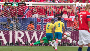 Nyland saves Guimarães penalty to keep Norway level against Brazil in 2026 World Cup qualifier (Photo by: foxsports.com)